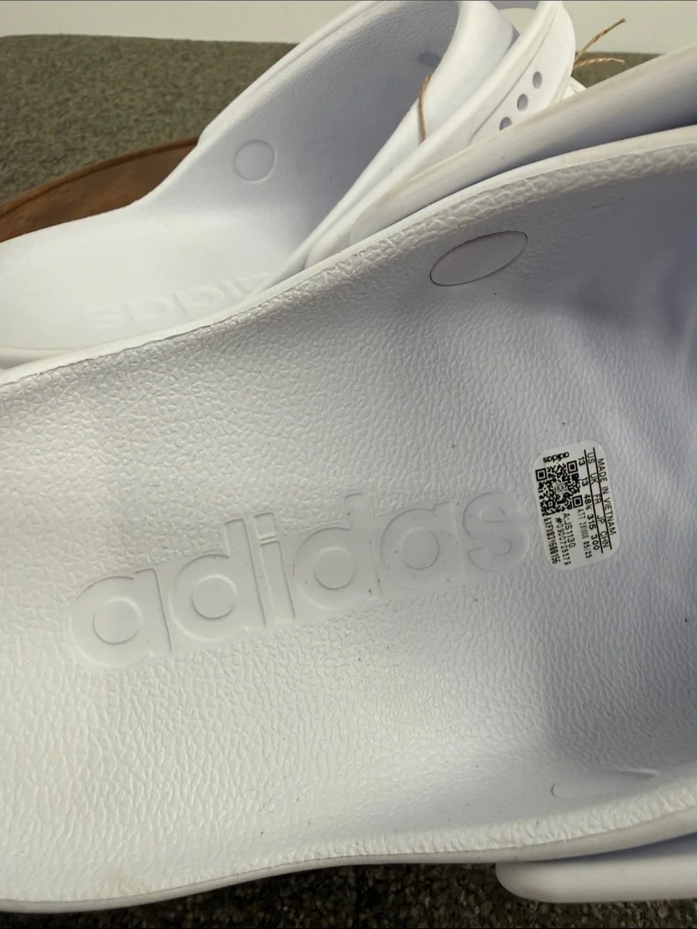 Adidas Shoes Mens 13 Adilette Clog 2.0 White Black Stripes Slip On Athletic